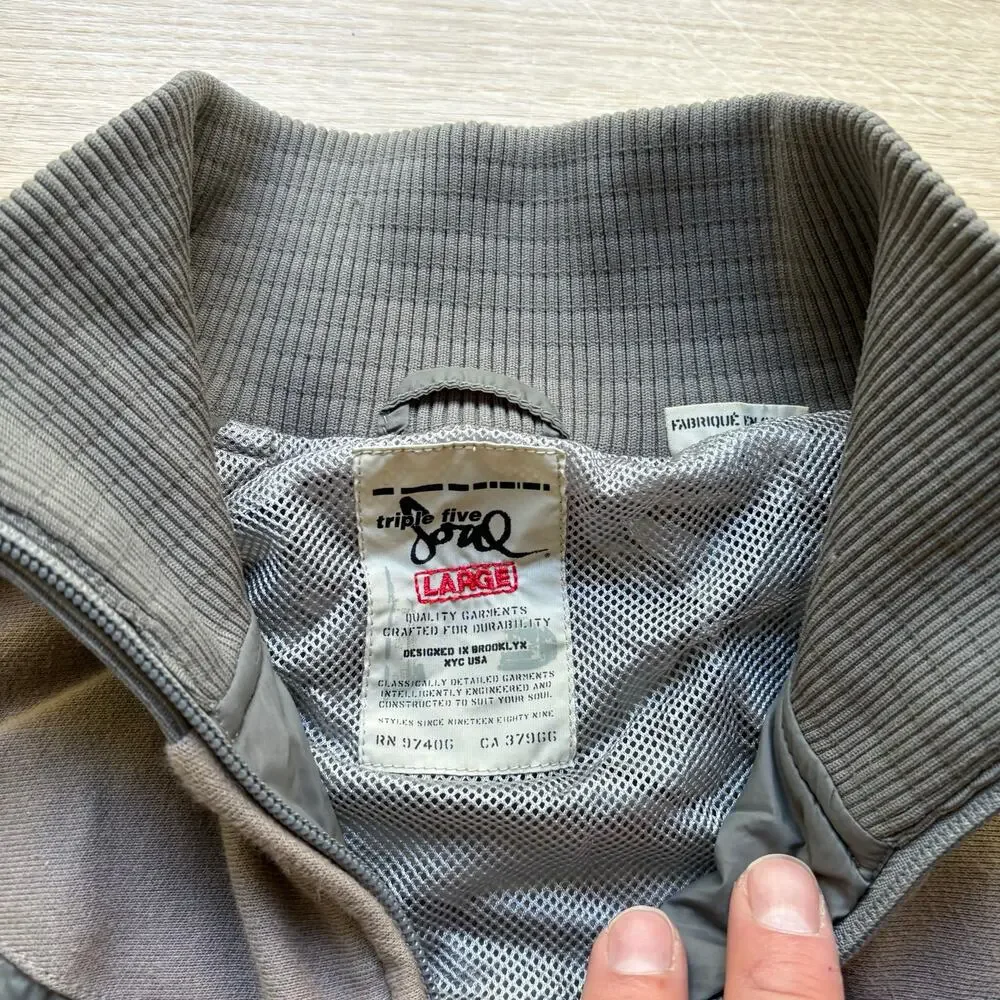 Vintage Triple 5 Soul Large Gray Full Zip Nylon Track Jacket Hip Hop Y2K - READ - Picture 4 of 7